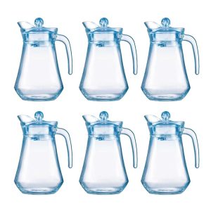 Arcoroc Arc Glass Jugs with Lid Blue 1.3Ltr (Pack of 6) GP678 (INV#1052999)