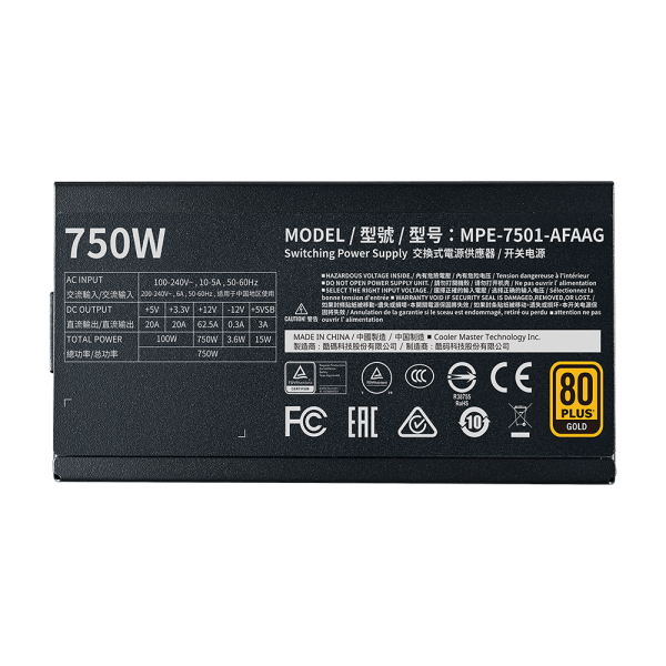 Cooler Master 750W Gold PSU Full-Modular YY-MPE-7501-AFAAG-AU - Image 3