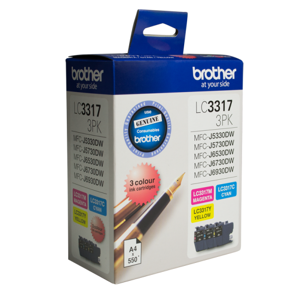 Brother LC-3317 Colour Value Pack - 1 x Cyan 1 x Magenta 1 x Yellow LSW-LC-3317CL3PK
