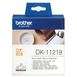 Brother DK-11219 White round die-cut labels 12mm diameter 1000 labels per roll LSW-DK-11219