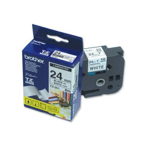 Brother TZ-251 Laminated Black Printing on White Tape (24mm Width 8 Metres in Length) LSW-TZ-251
