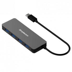 Simplecom CH320-BK Ultra Slim Aluminium USB 3.1 Type C to 4 Port USB 3.0 Hub, Black LSW-CH320-BK