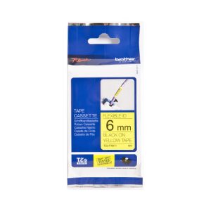 Brother TZ-FX611 Flexible Laminated Black Printing on Yellow Tape (6mm Width 8 Metres in Length) LSW-TZ-FX611