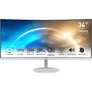 MSI 9S6-3PB2CT-013 PRO MP341CQ 34" Curved UWQHD Monitor, 100hz, 1ms, DP, 2xHDMI, Speakers, Black,3Yr LSW-9S6-3PB2CT-013