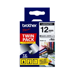 Brother  TZE-231V2TWINPACK - 12mm Black on White Twin Pack LSW-TZE-231V2TWINPACK