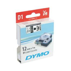 DYMO D1 (SD45013/S0720530) Label Cassette, 12mm x 7m - Black on White LSW-SD45013