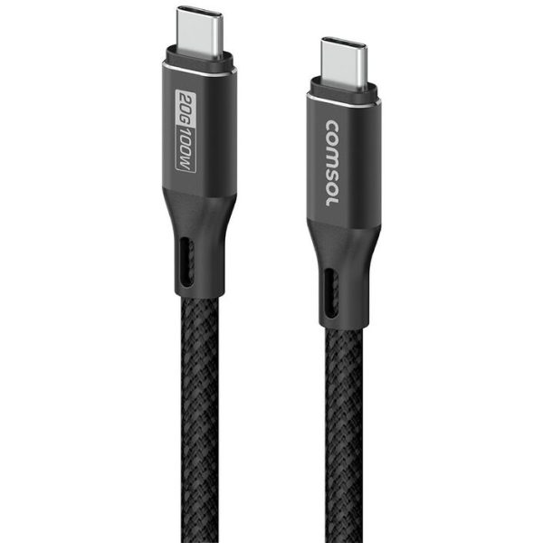 Comsol CC2020BK 2m Black 20Gbps 100W USB-C to USB-C Data and Charge Cable LSW-CC2020BK